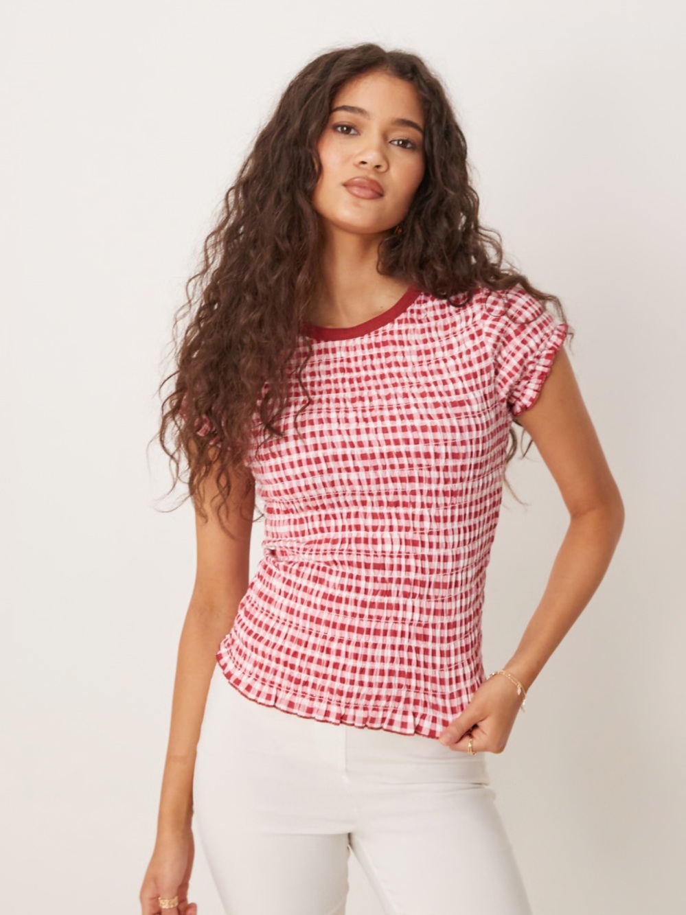 ASOS Smocked Red Gingham Top